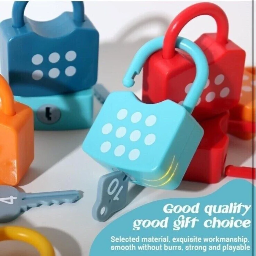 Dinhon Kids Learning Toys Locks & Keys Numbers Matching Counting Montessori Toys